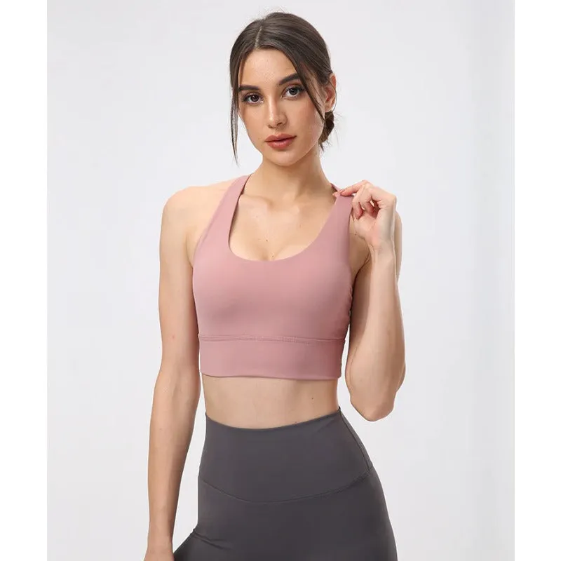 Ladies Trackless Gym Wear Cross Back Yoga Plus Size Top Bra