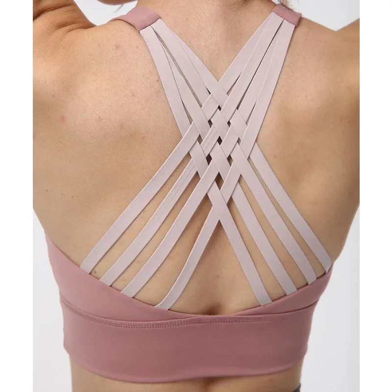 Ladies Trackless Gym Wear Cross Back Yoga Plus Size Top Bra