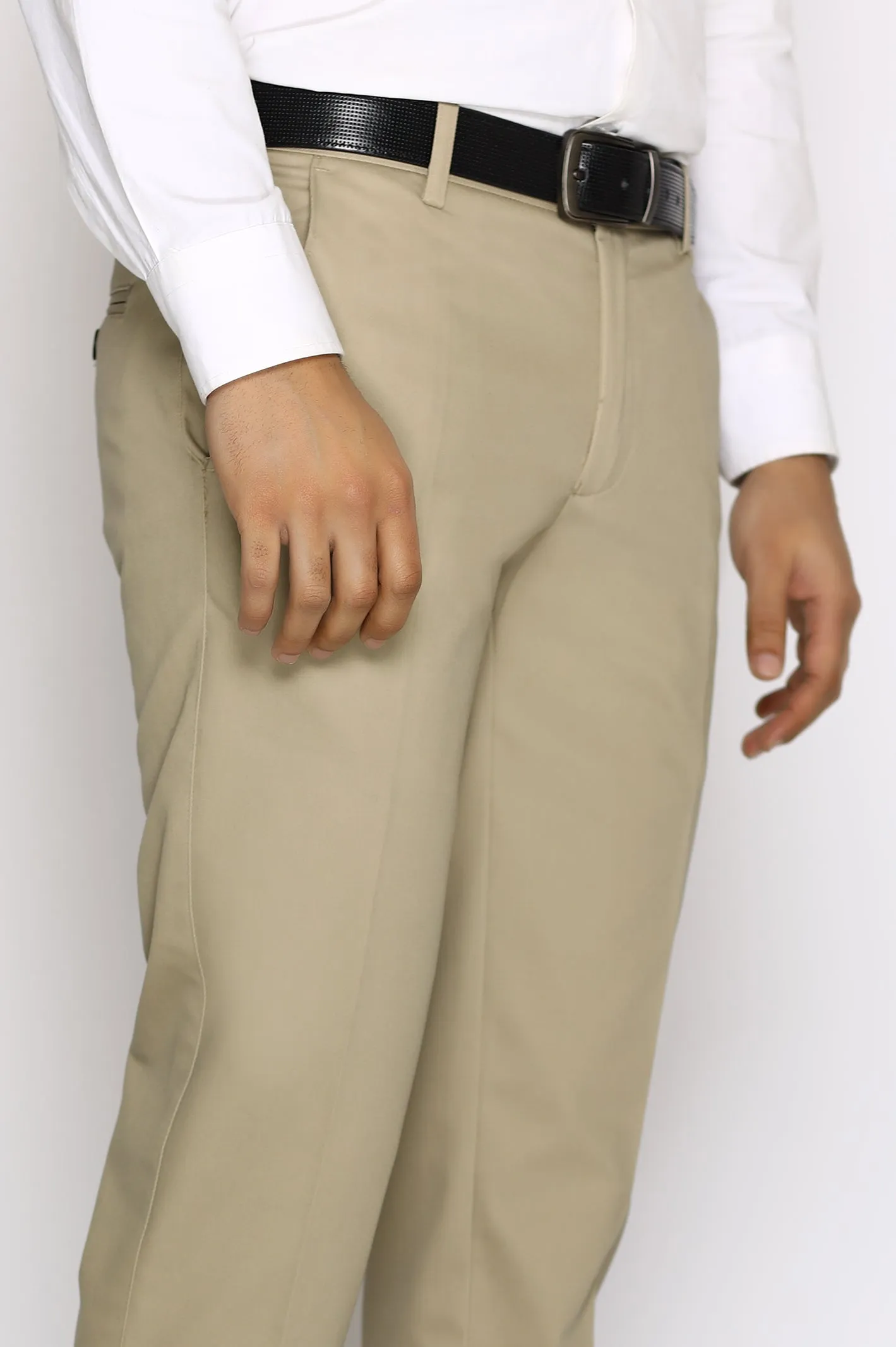 Light Khaki Cotton Smart Fit Trouser
