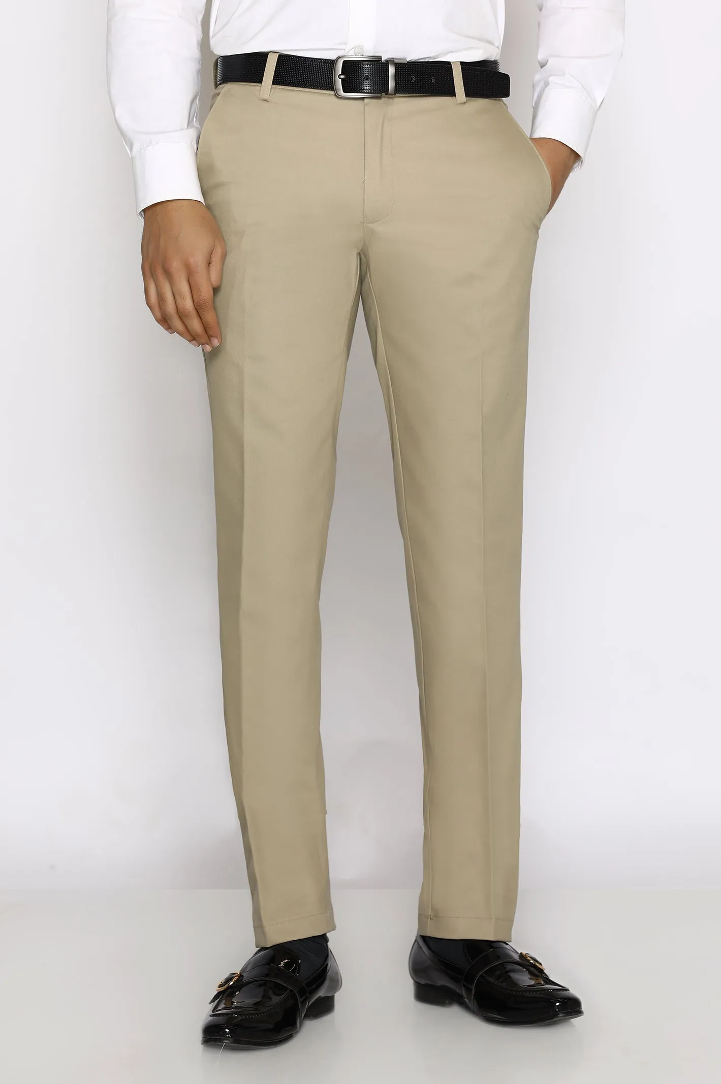 Light Khaki Cotton Smart Fit Trouser