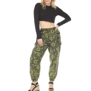 Lime Stonewash Sun and Moon Cargo Pants