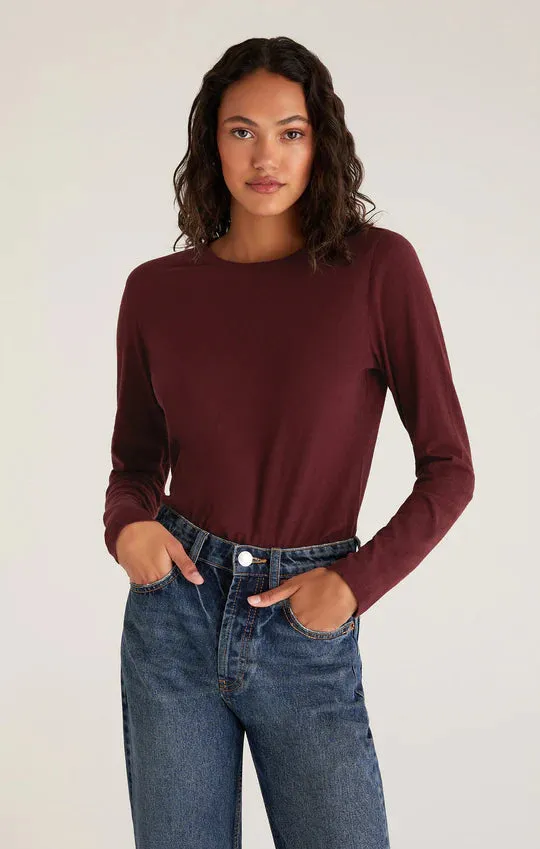 LONG MODERN SLUB TEE | GARNET | WHITE