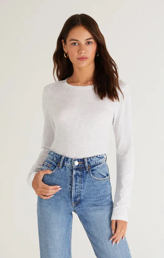 LONG MODERN SLUB TEE | GARNET | WHITE