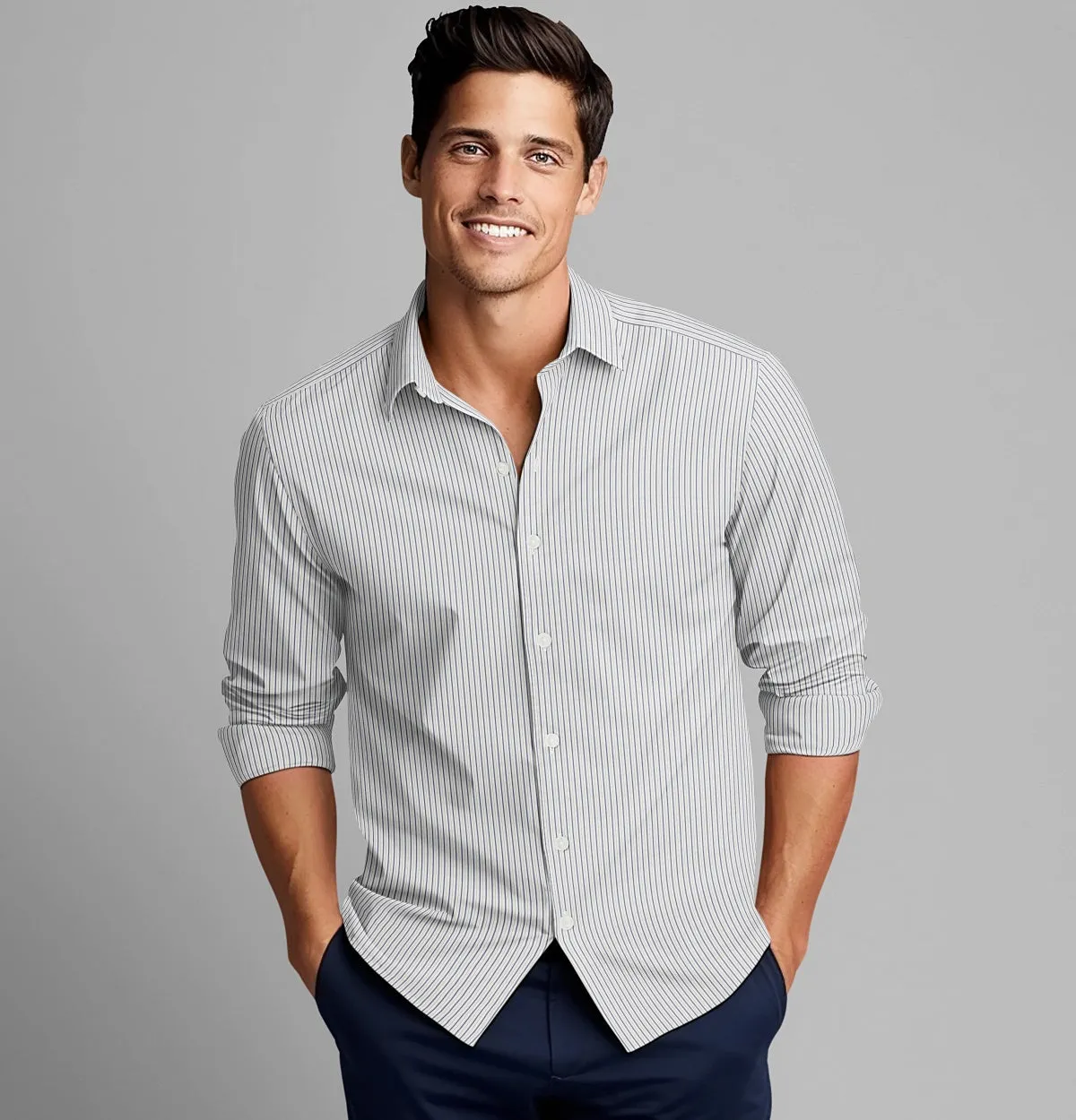 Luxury Pure Cotton - Long Sleeve - Midnight Stripe