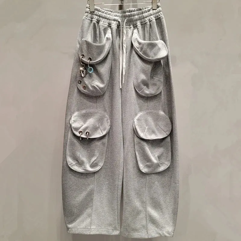 LVSANW DEAT 2025 Autumn New Fashion Niche Multiple Pockets Casual Pants For Women Versatile Loose Drawstring Wide Leg Pant 11A01363