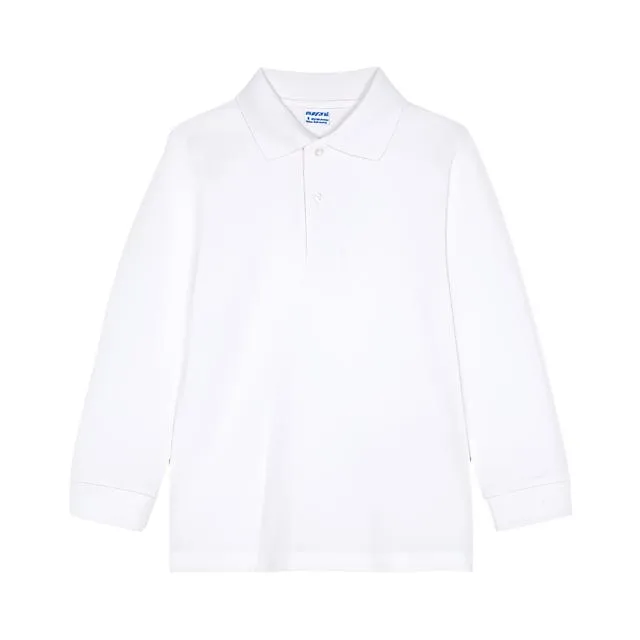 Mayoral Mini Basic L/S Polo_ White 30190-1