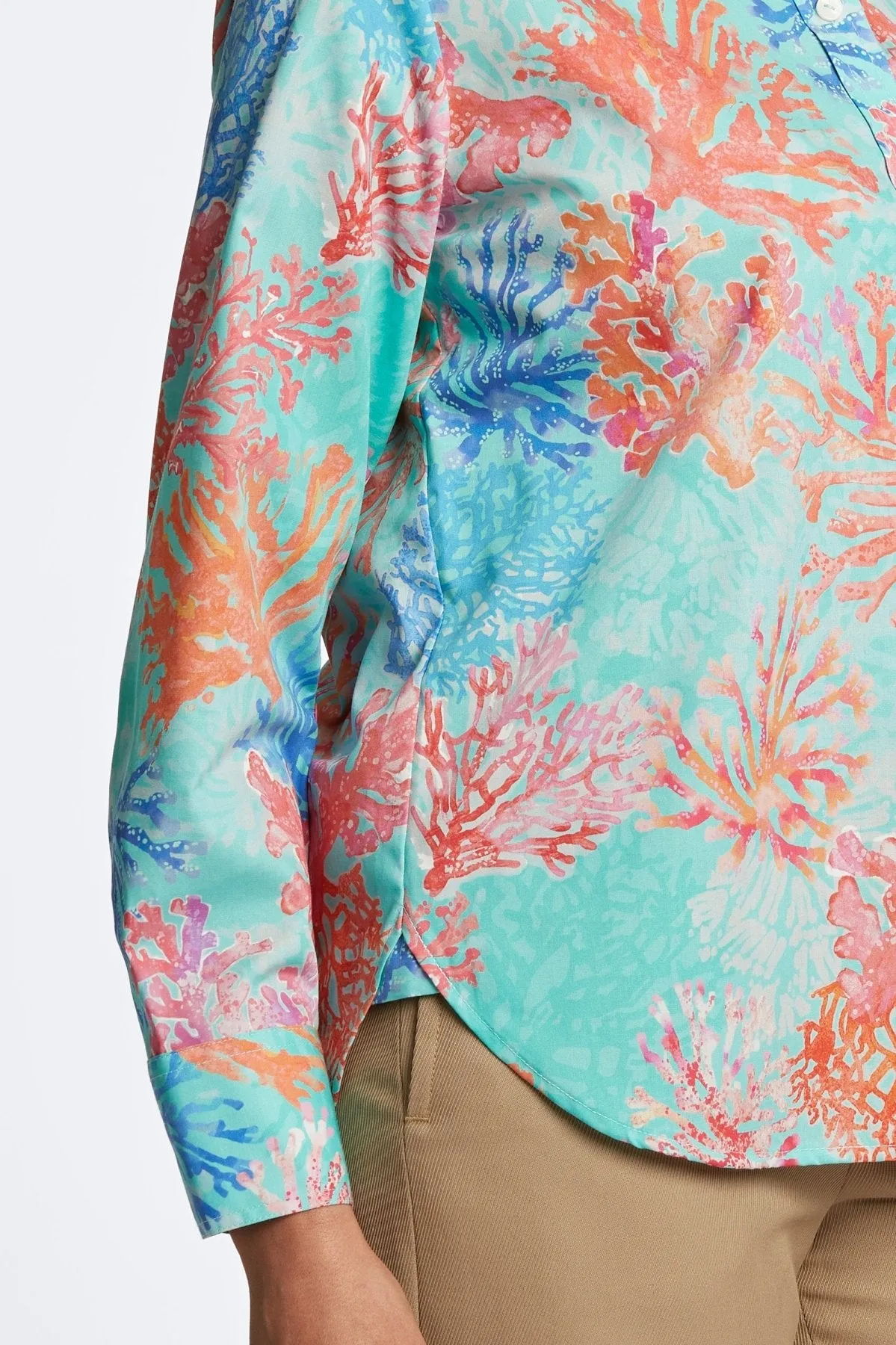 Meghan No Iron Sea Coral Shirt