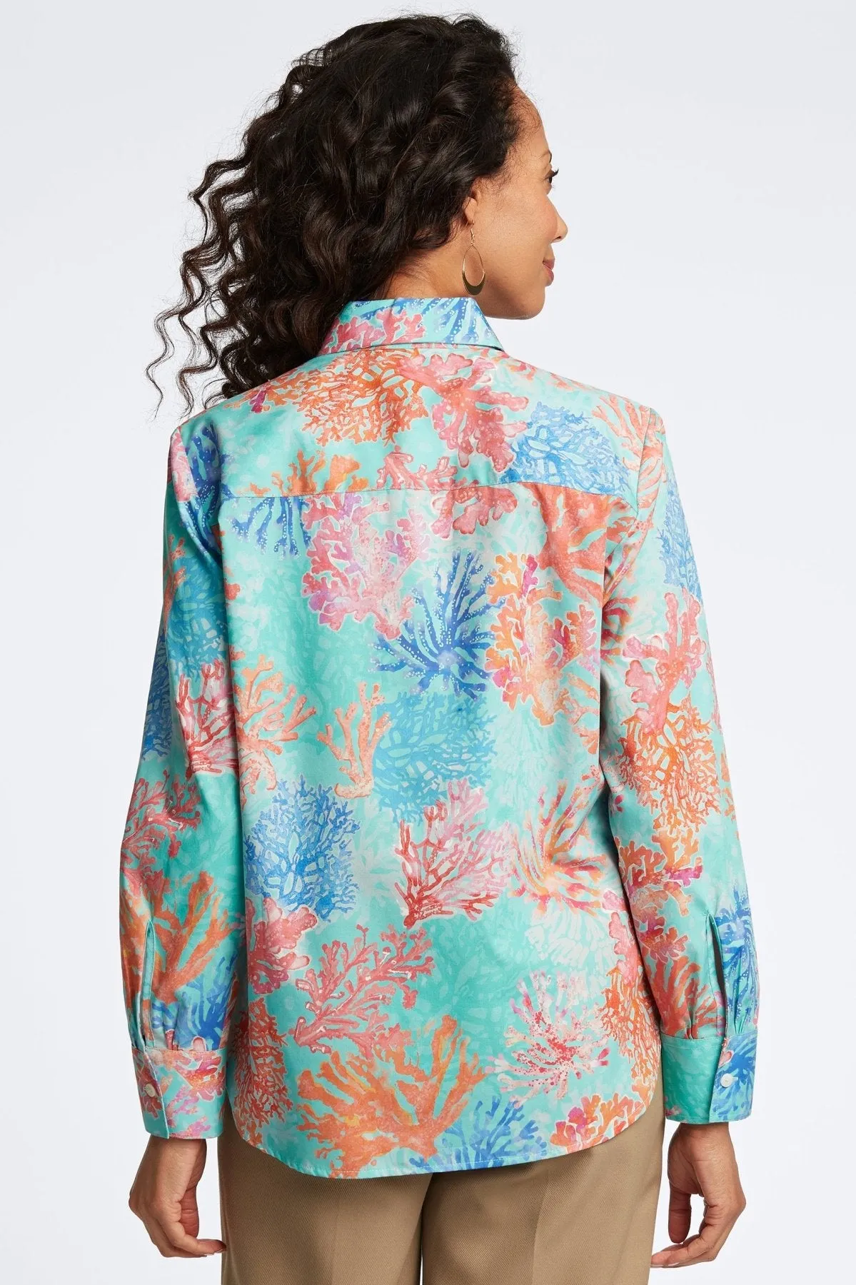 Meghan No Iron Sea Coral Shirt