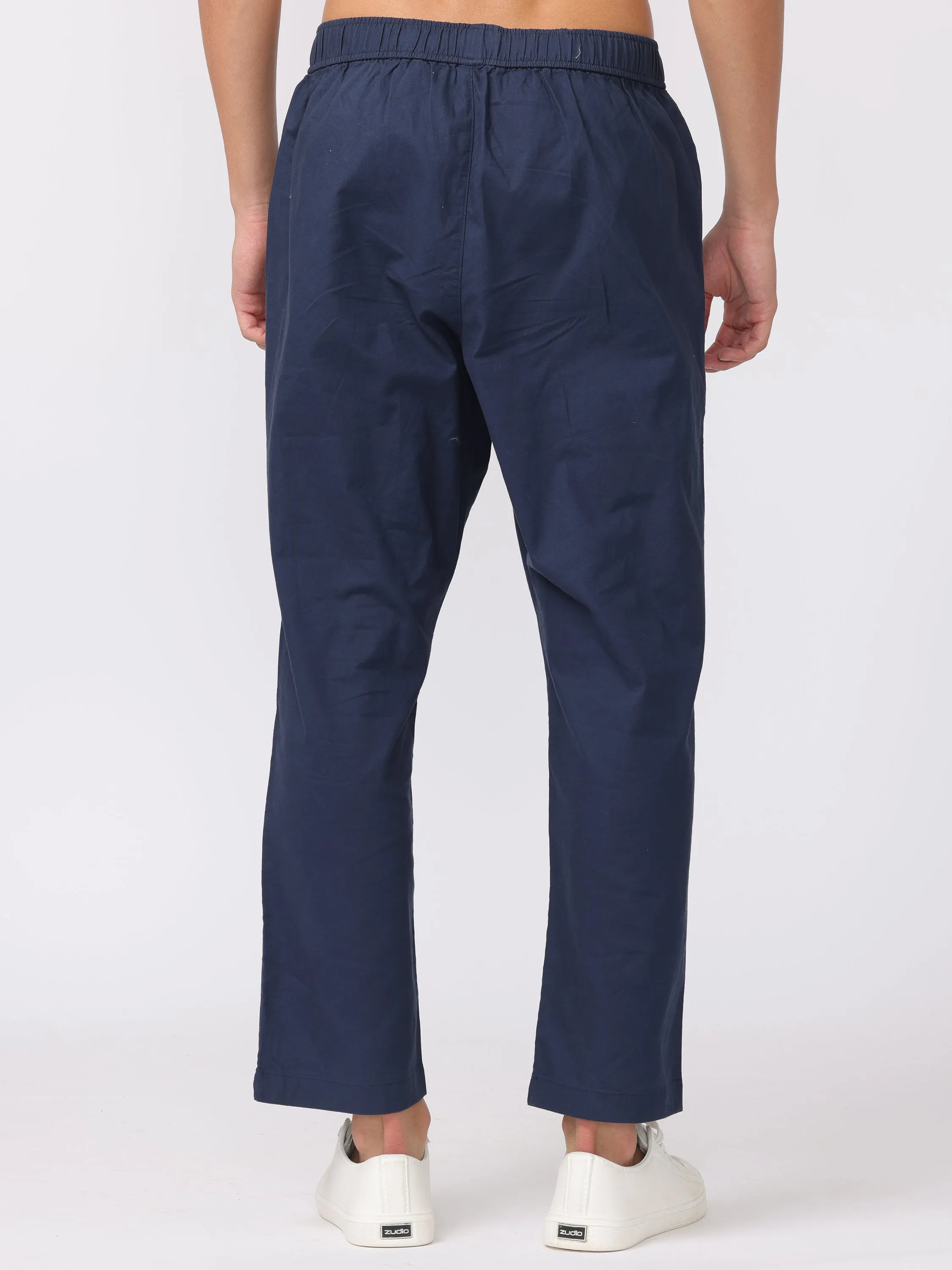 Men Navy Regular Fit Pants