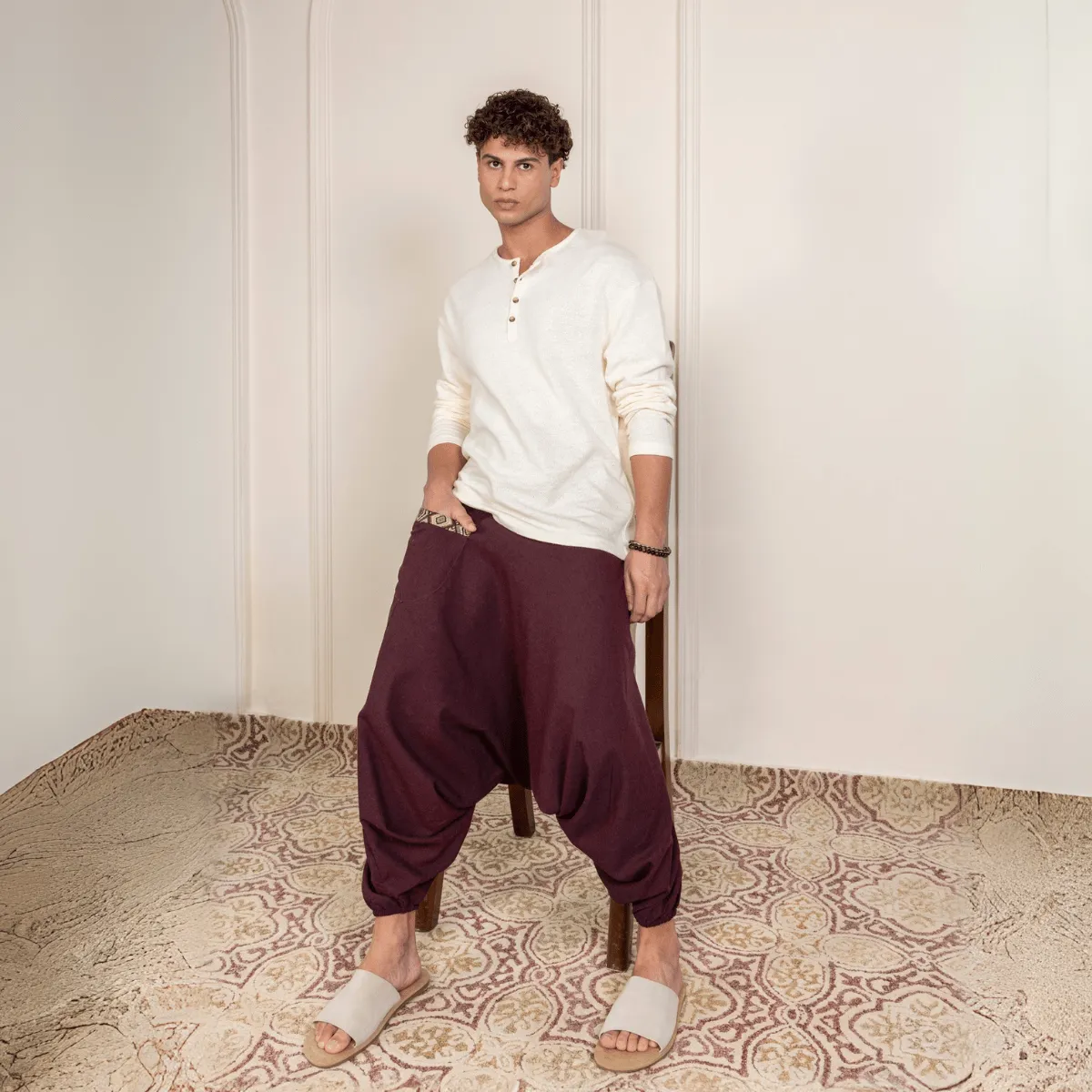 Men's Aladdin Harem Pants | Maroon