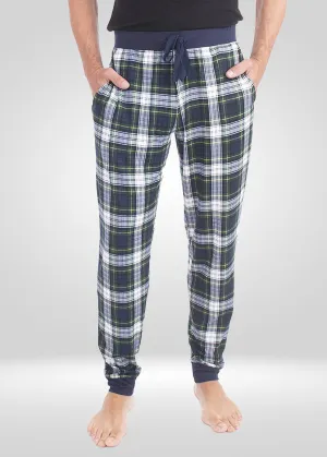 Mens Navy Green Pajama - Knit Jogger