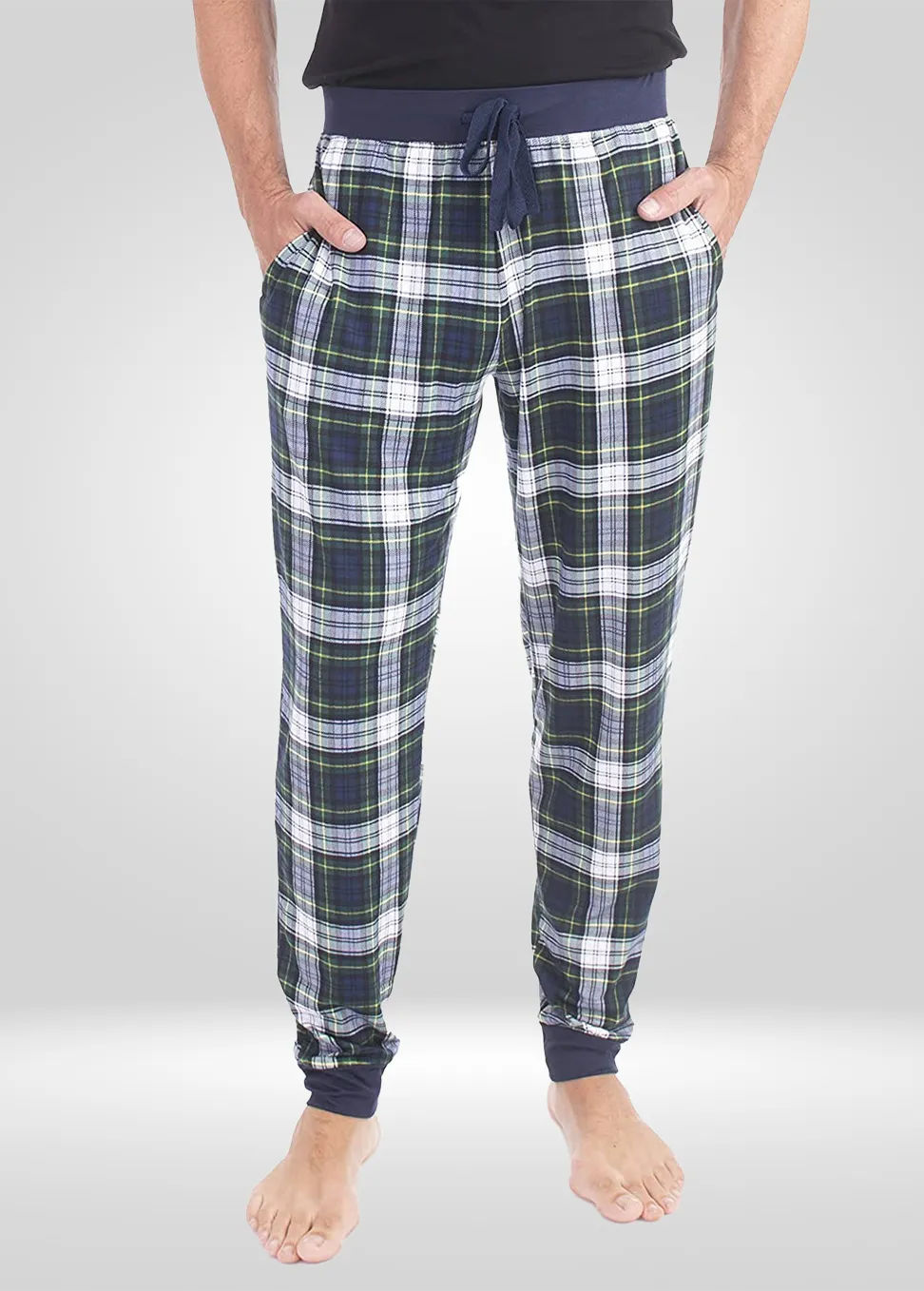 Mens Navy Green Pajama - Knit Jogger