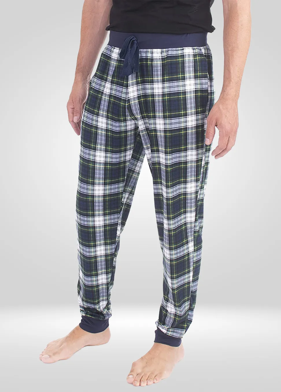 Mens Navy Green Pajama - Knit Jogger
