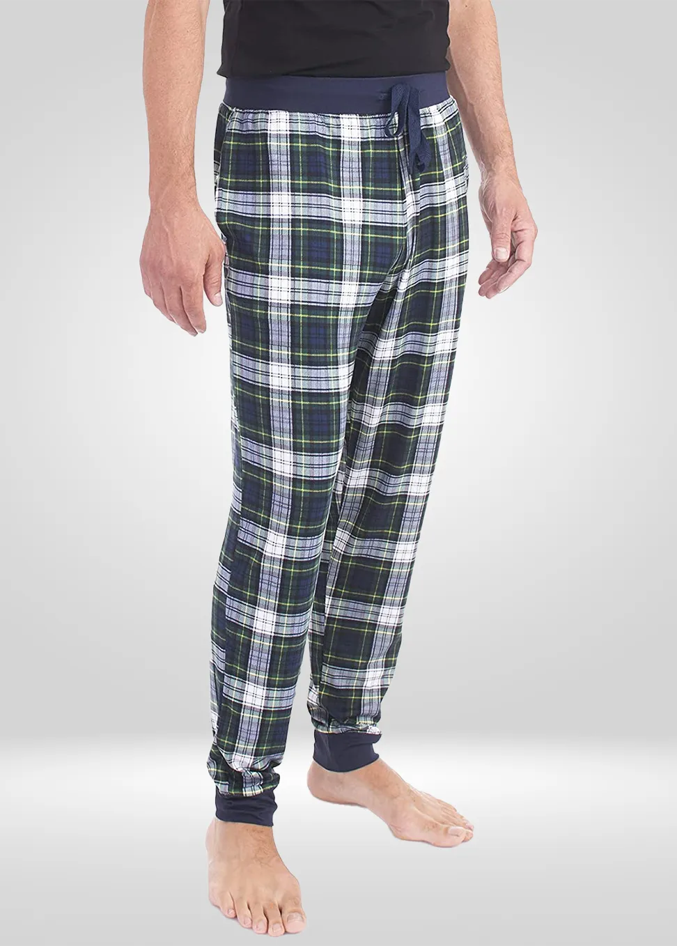 Mens Navy Green Pajama - Knit Jogger