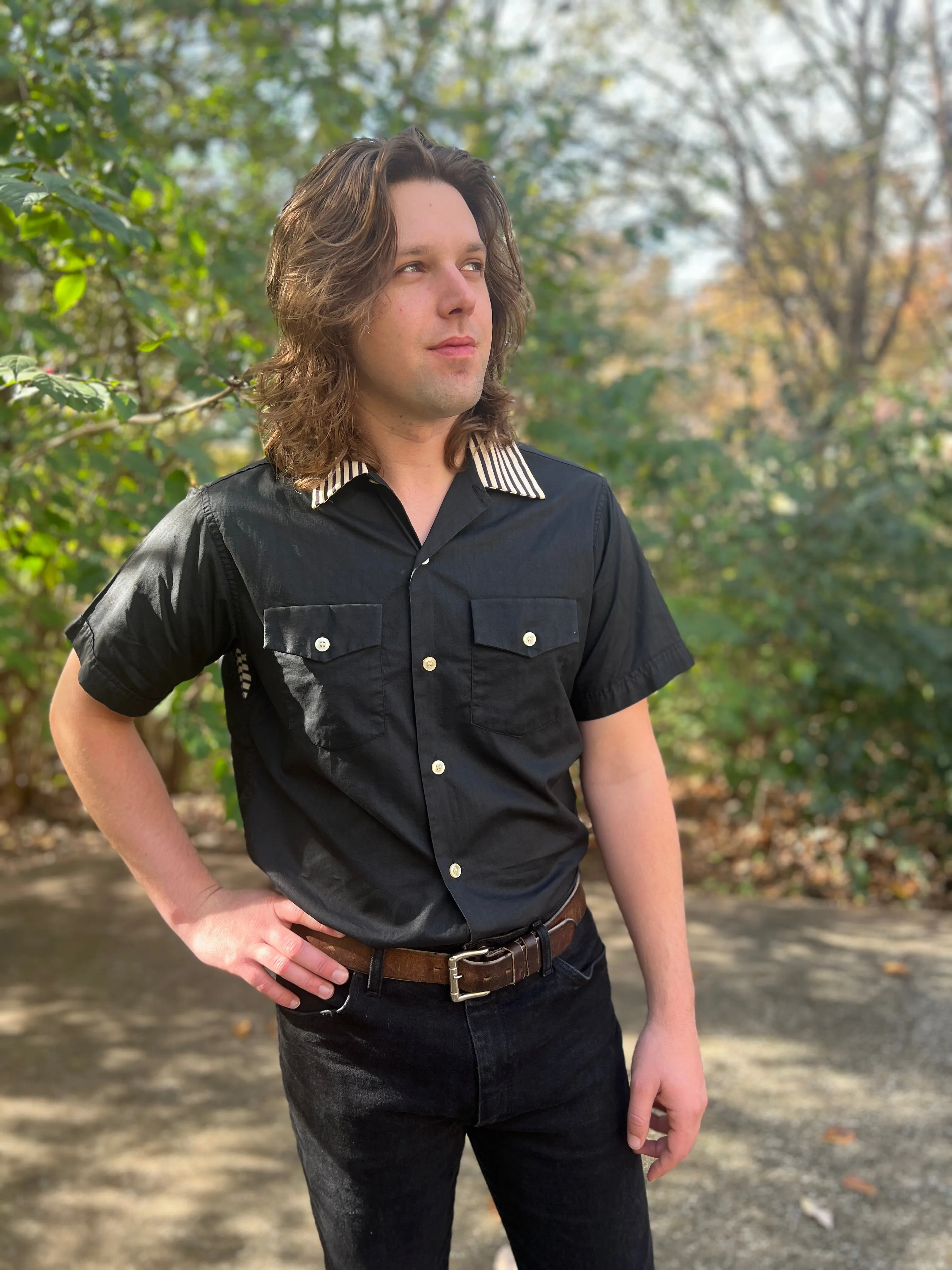 Men's Vintage Black Bowling Shirt, Heil - Quaker by Sportsman