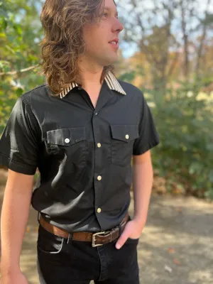 Men's Vintage Black Bowling Shirt, Heil - Quaker by Sportsman