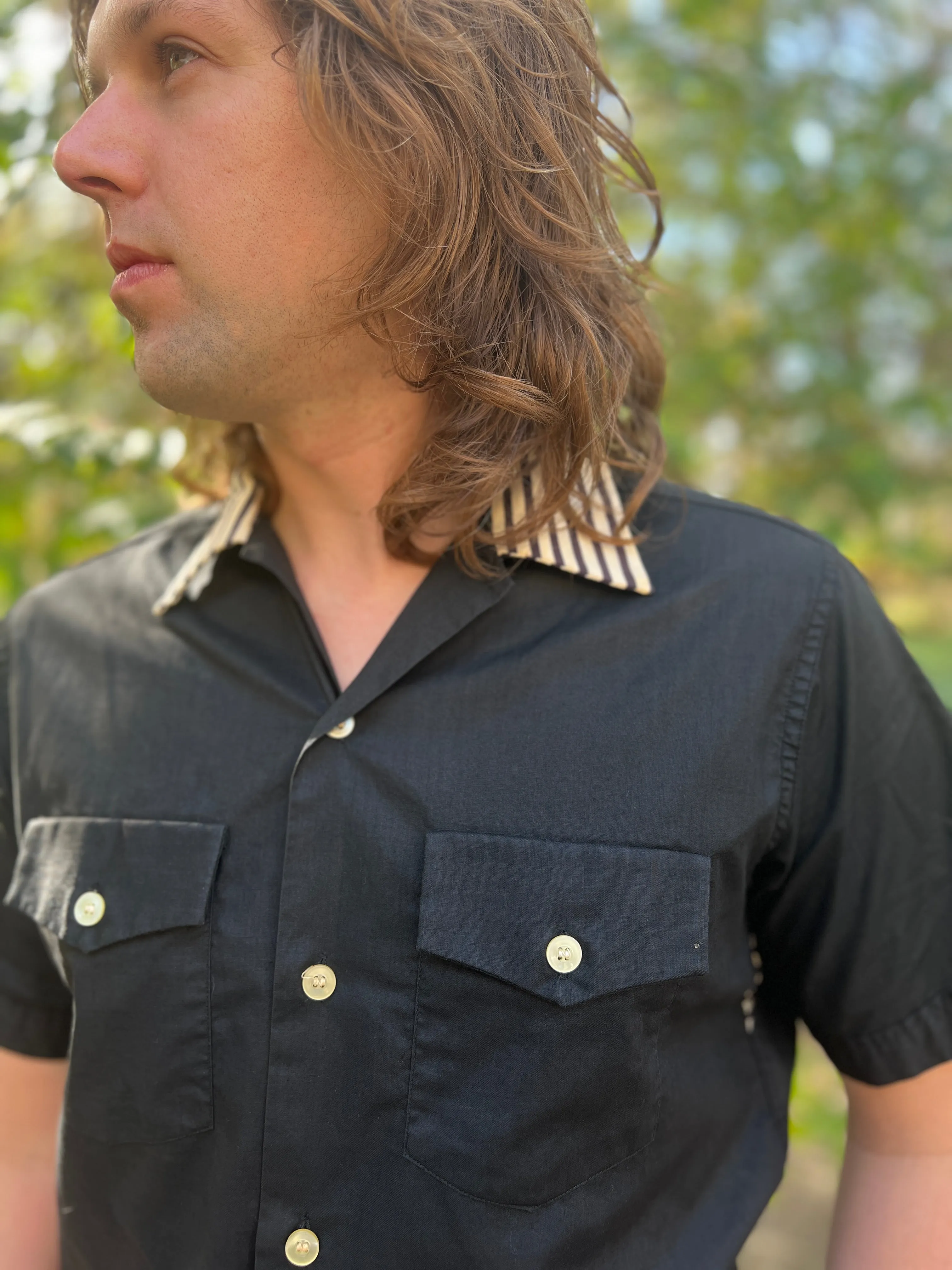 Men's Vintage Black Bowling Shirt, Heil - Quaker by Sportsman