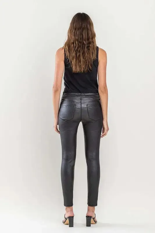 MID RISE FAUX LEATHER PANTS