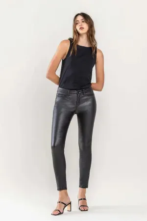 MID RISE FAUX LEATHER PANTS