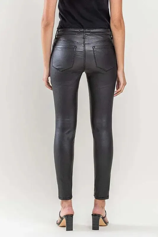MID RISE FAUX LEATHER PANTS