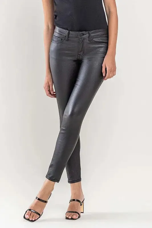 MID RISE FAUX LEATHER PANTS