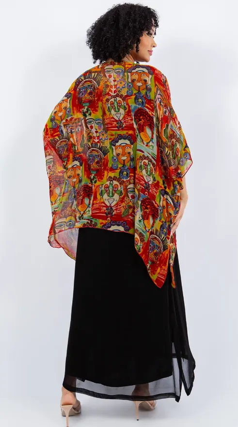 Modern Art Faces Oversize Tunic Top Lagenlook Boho Hippie Chic SML-6X 
