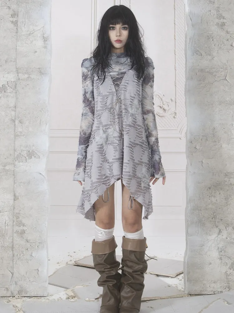 Modern Mesh Asymmetry Loose Long-Tops