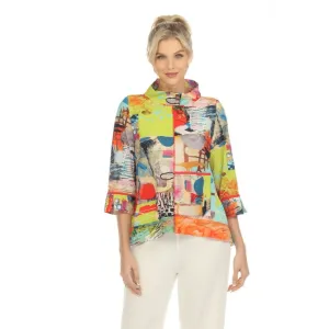 Moonlight Vivid Art-Print High-Neck Tunic Top - 3872