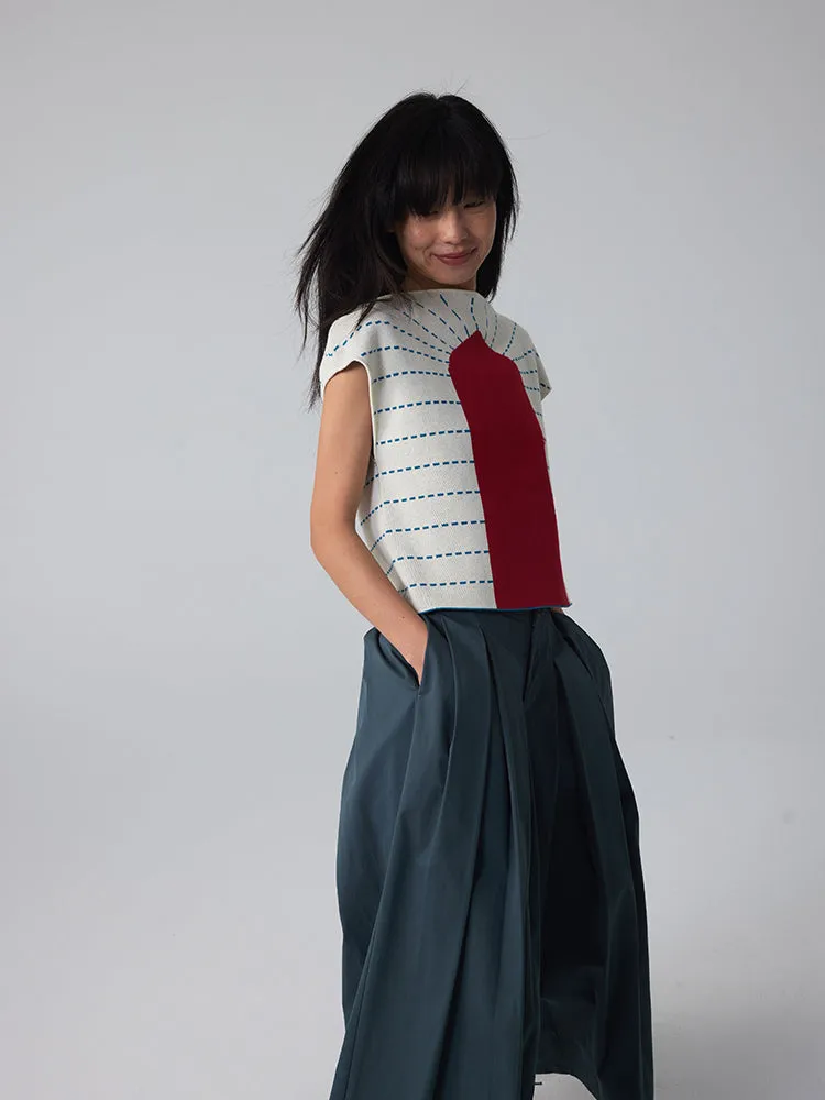 Nicni French-Sleeve Border Modern Unique Cutsew