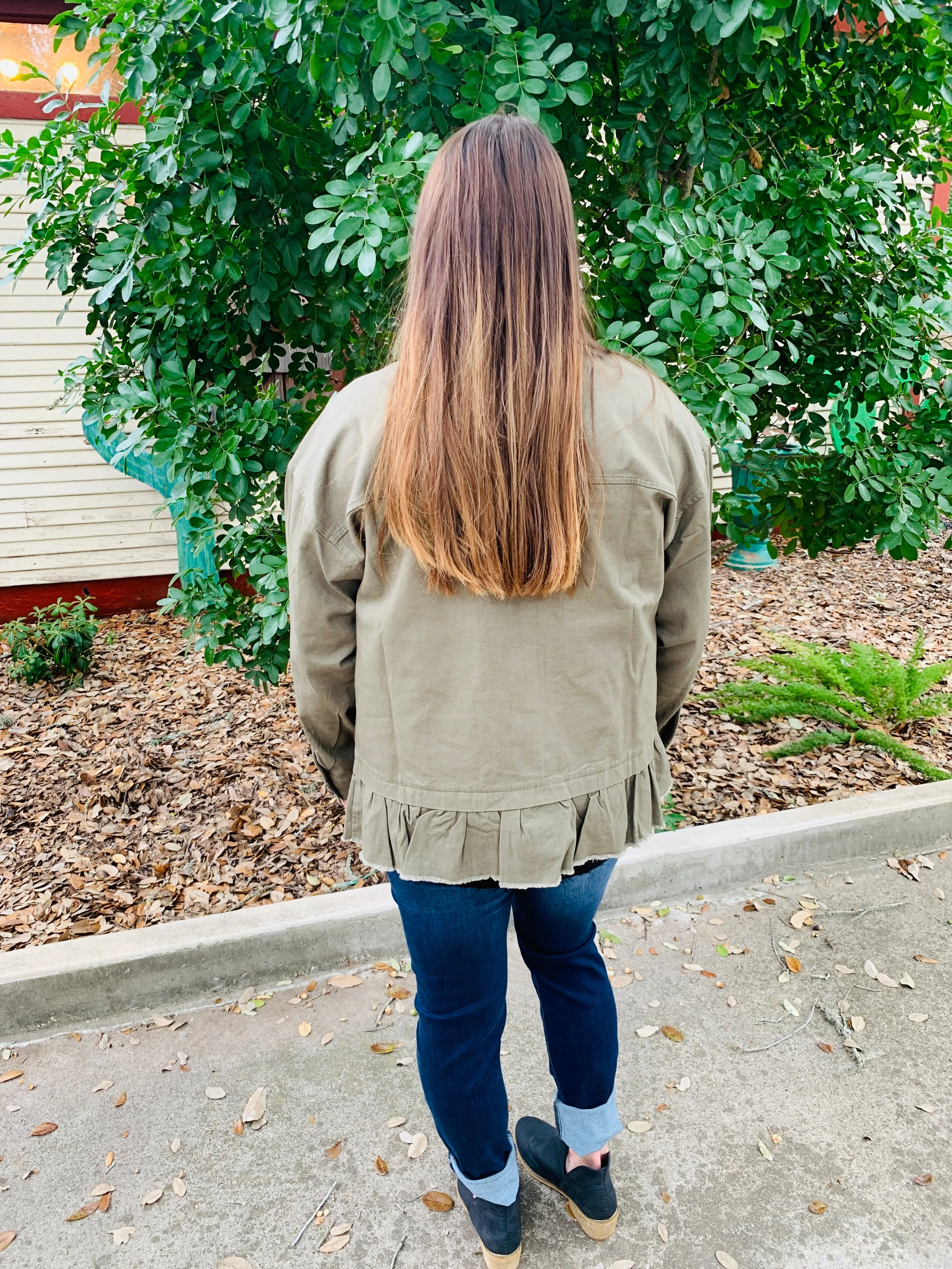 Olive Ruffle Jacket