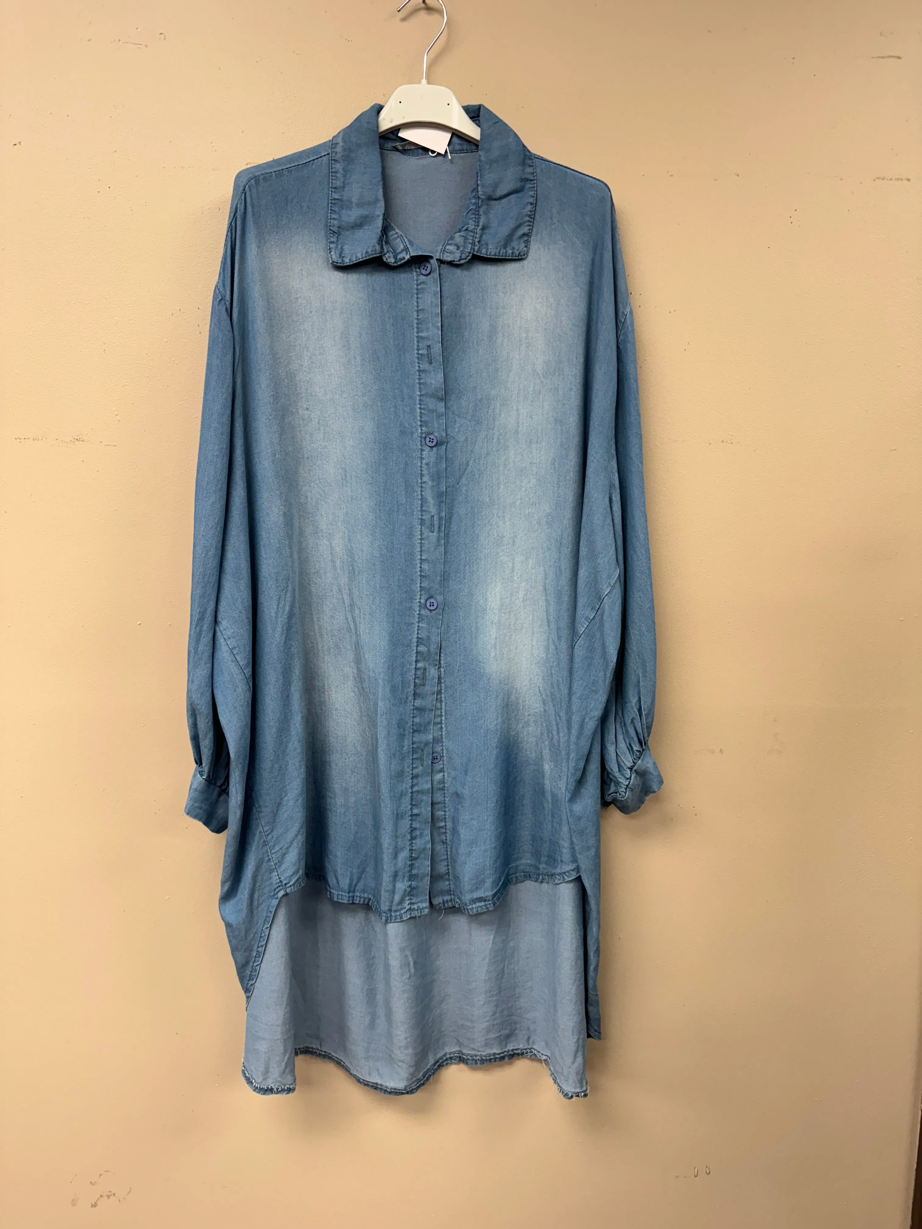 Oversized denim button down shirt