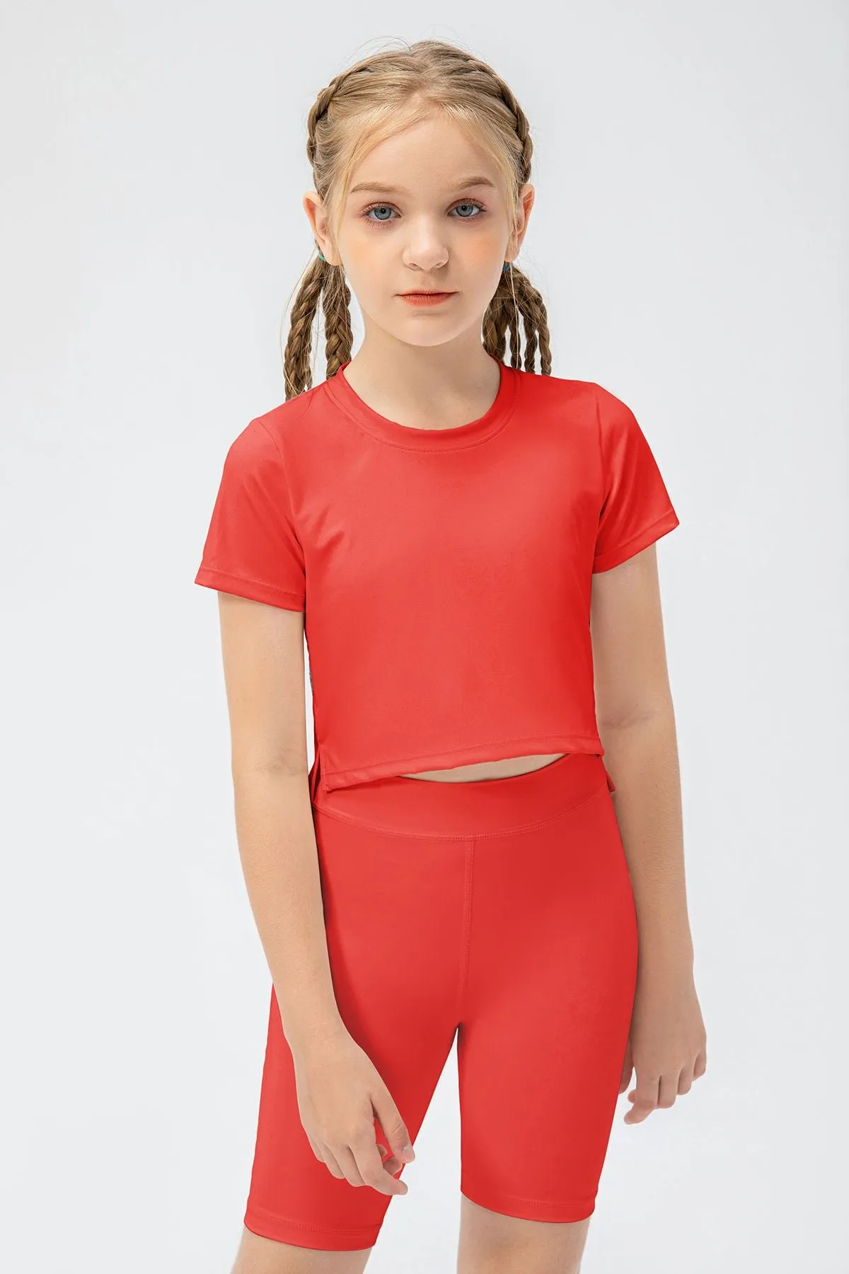 Playful Girl Crew Neck Tops for Girls