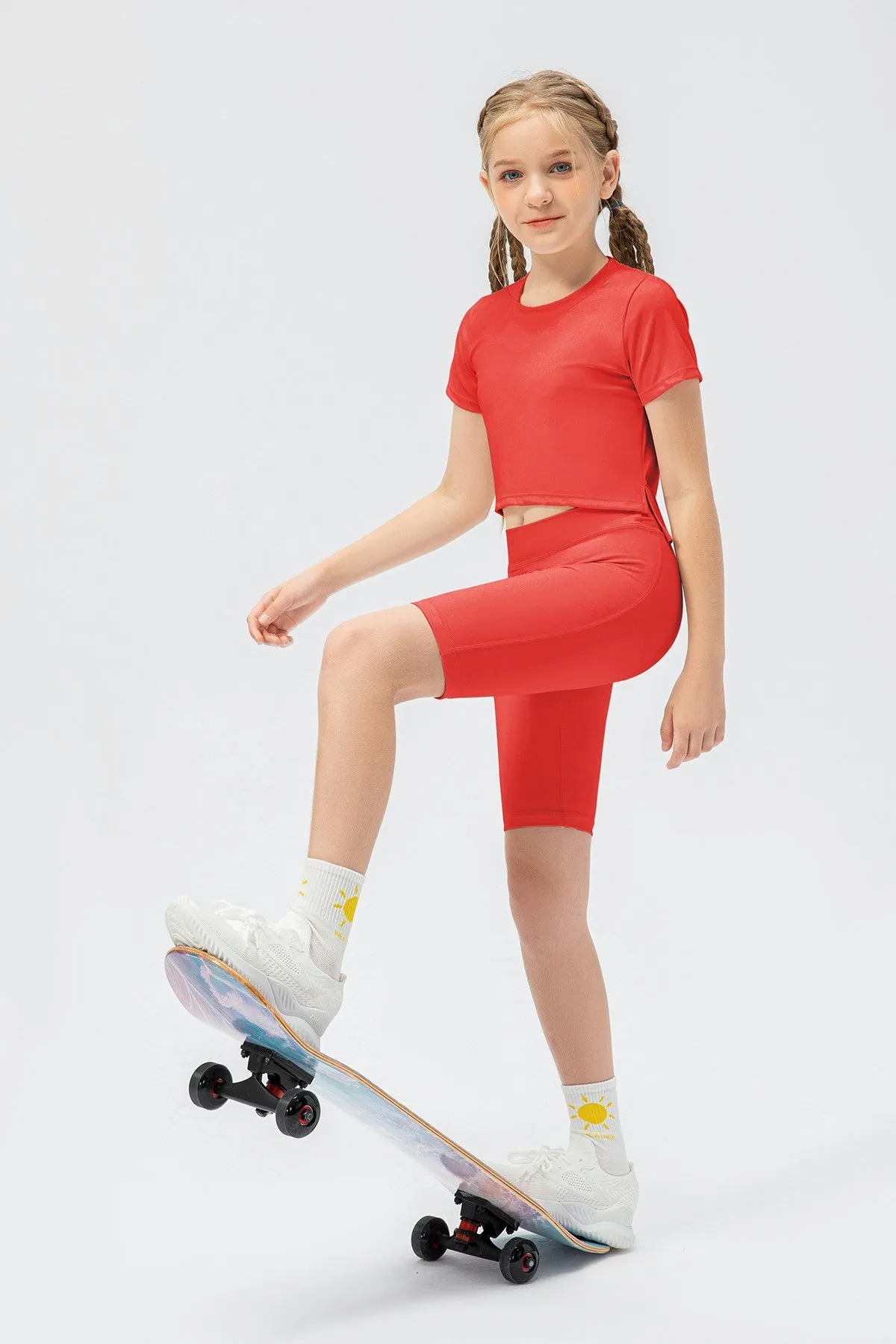 Playful Girl Crew Neck Tops for Girls