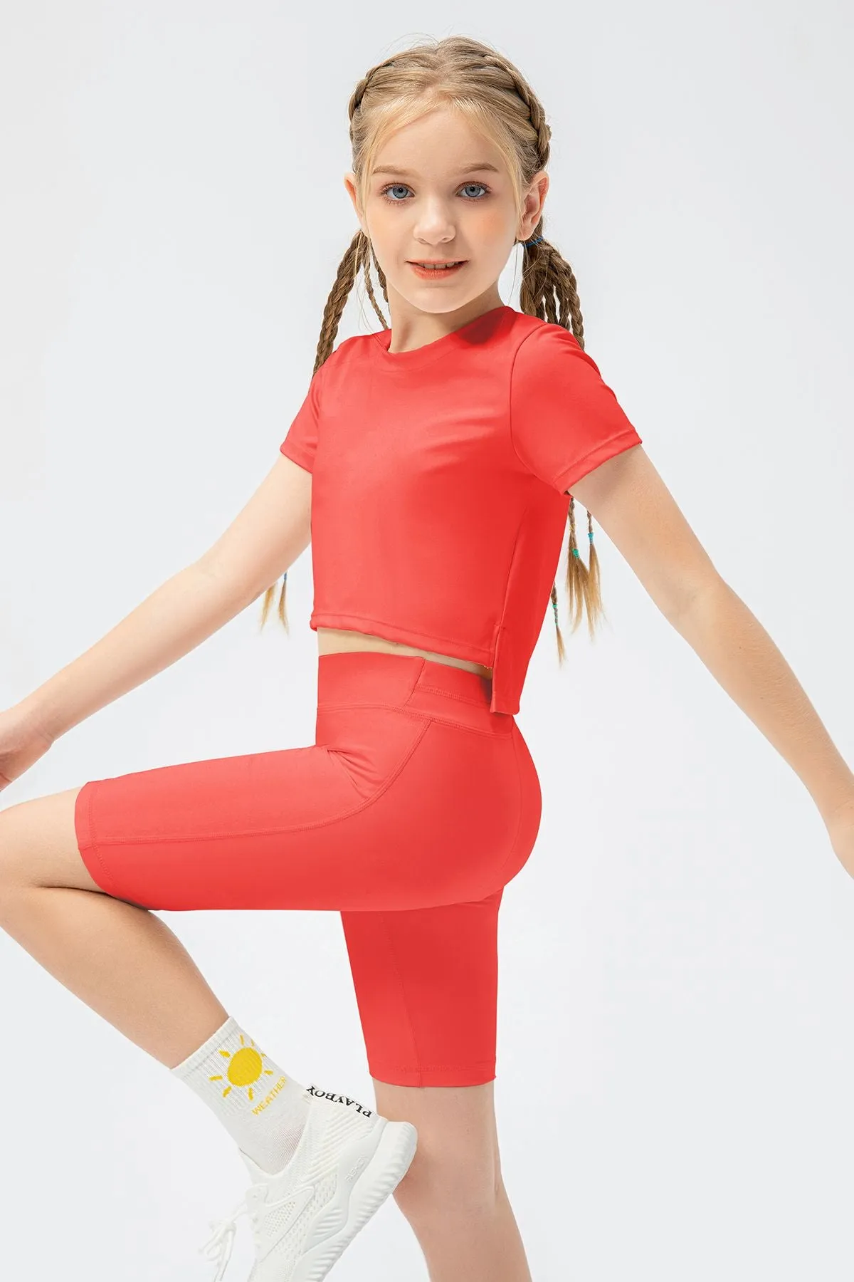 Playful Girl Crew Neck Tops for Girls