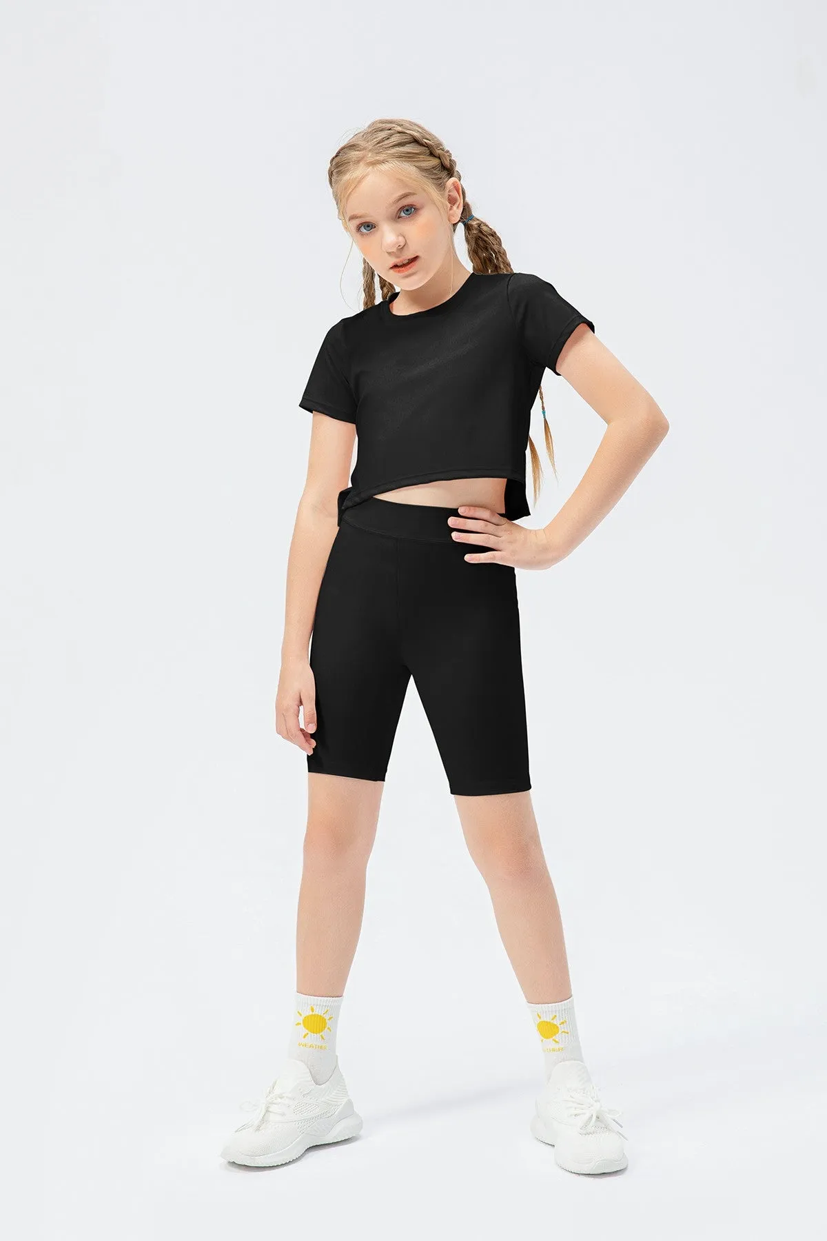 Playful Girl Crew Neck Tops for Girls