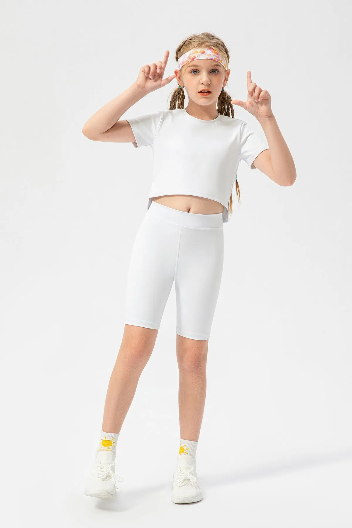 Playful Girl Crew Neck Tops for Girls