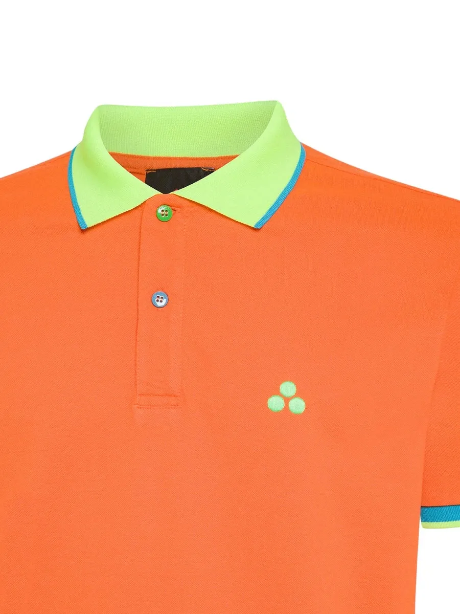 Polo in Cotone Piquet con Dettagli Fluo