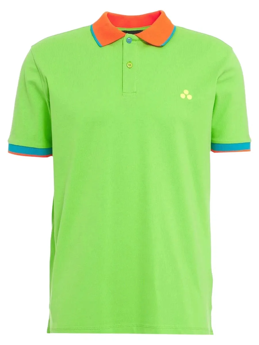 Polo in Cotone Piquet con Dettagli Fluo