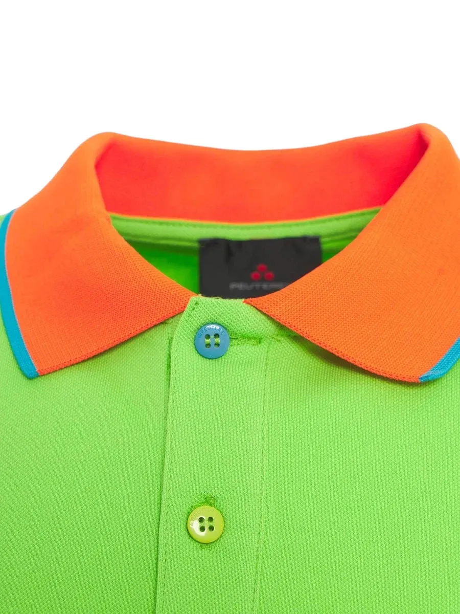 Polo in Cotone Piquet con Dettagli Fluo