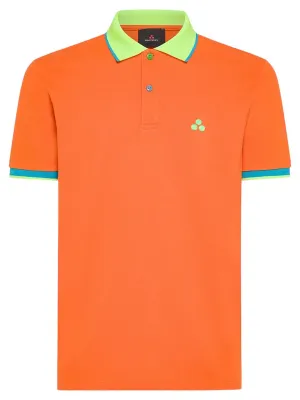 Polo in Cotone Piquet con Dettagli Fluo
