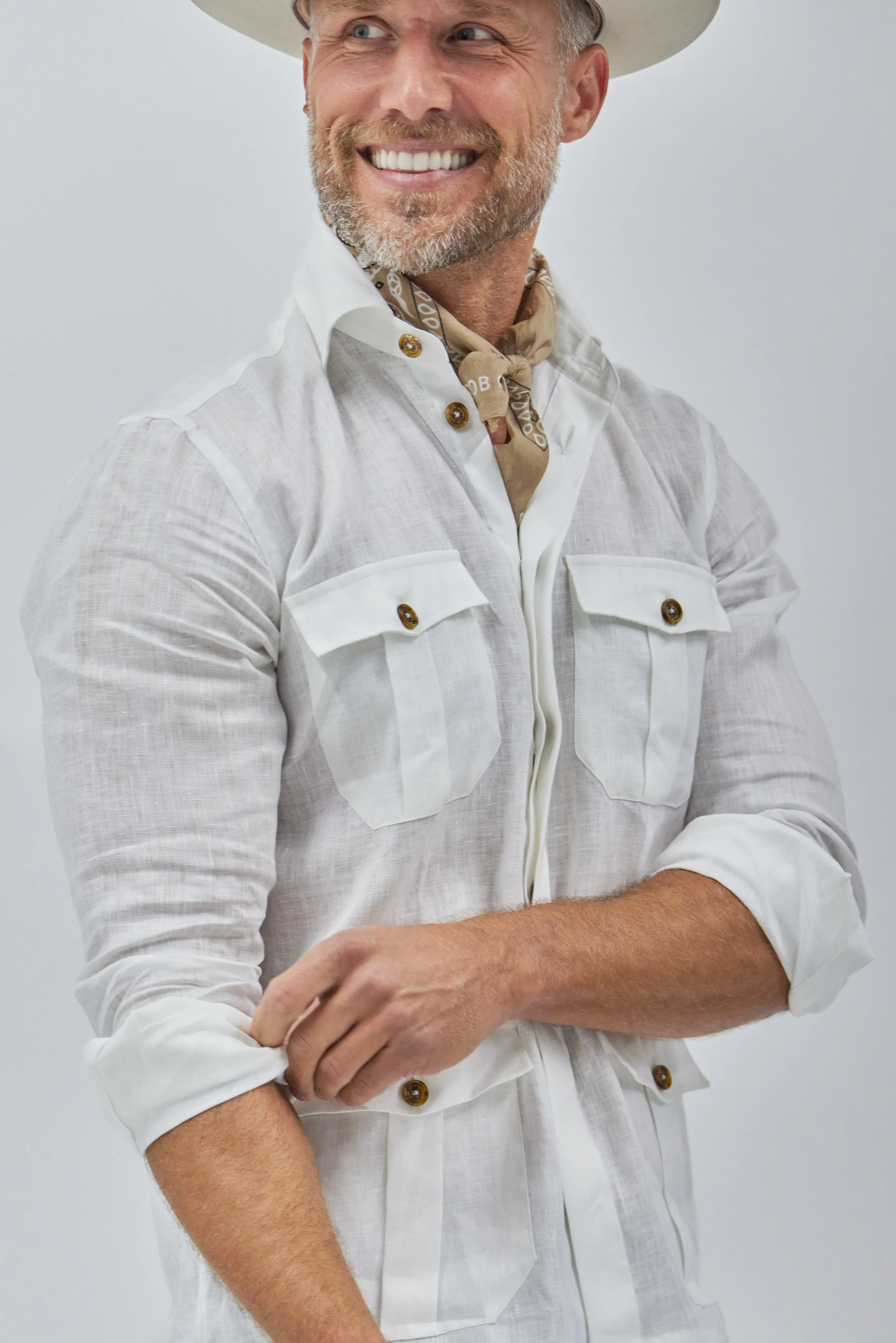 Positano Work Shirt in White Linen