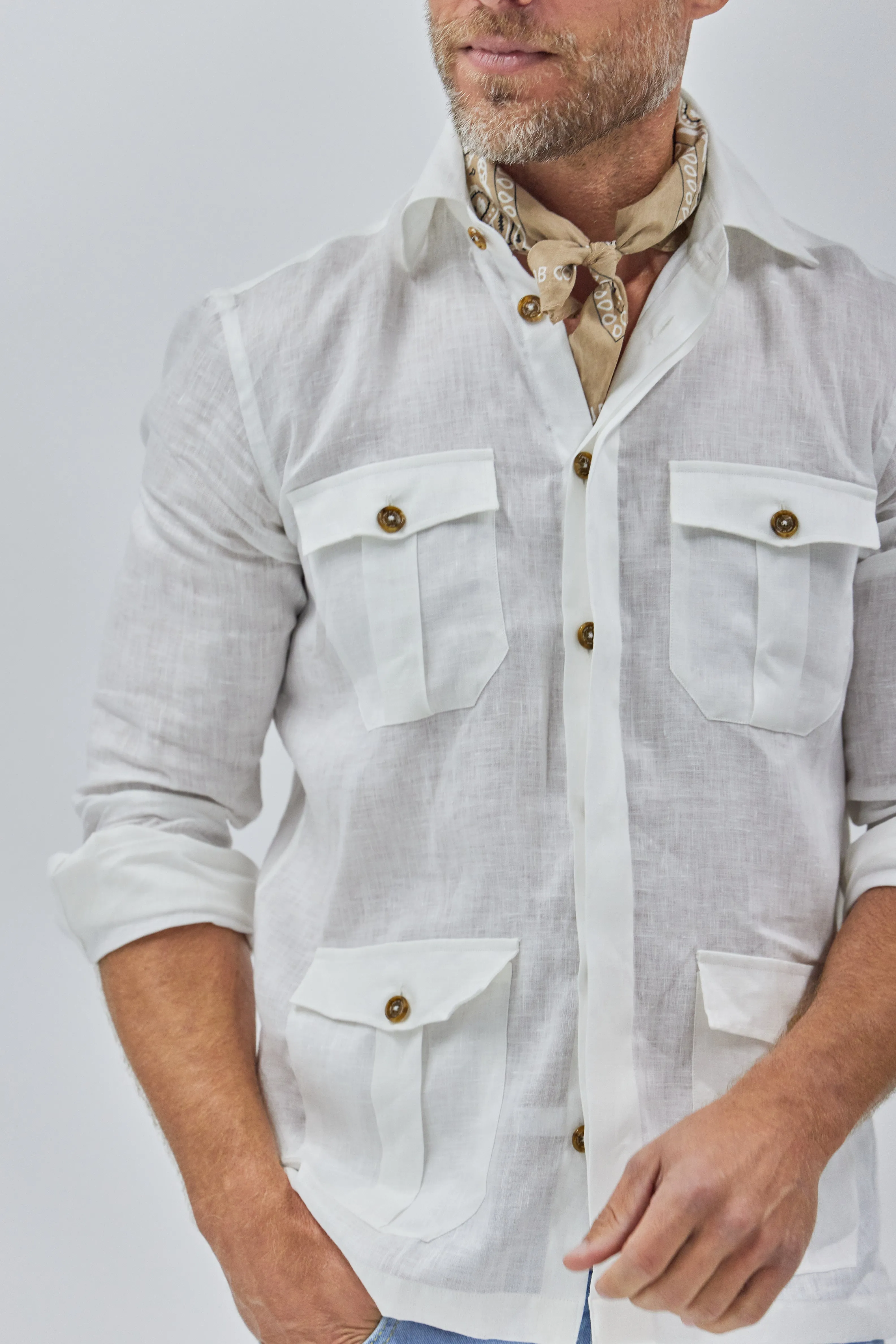 Positano Work Shirt in White Linen