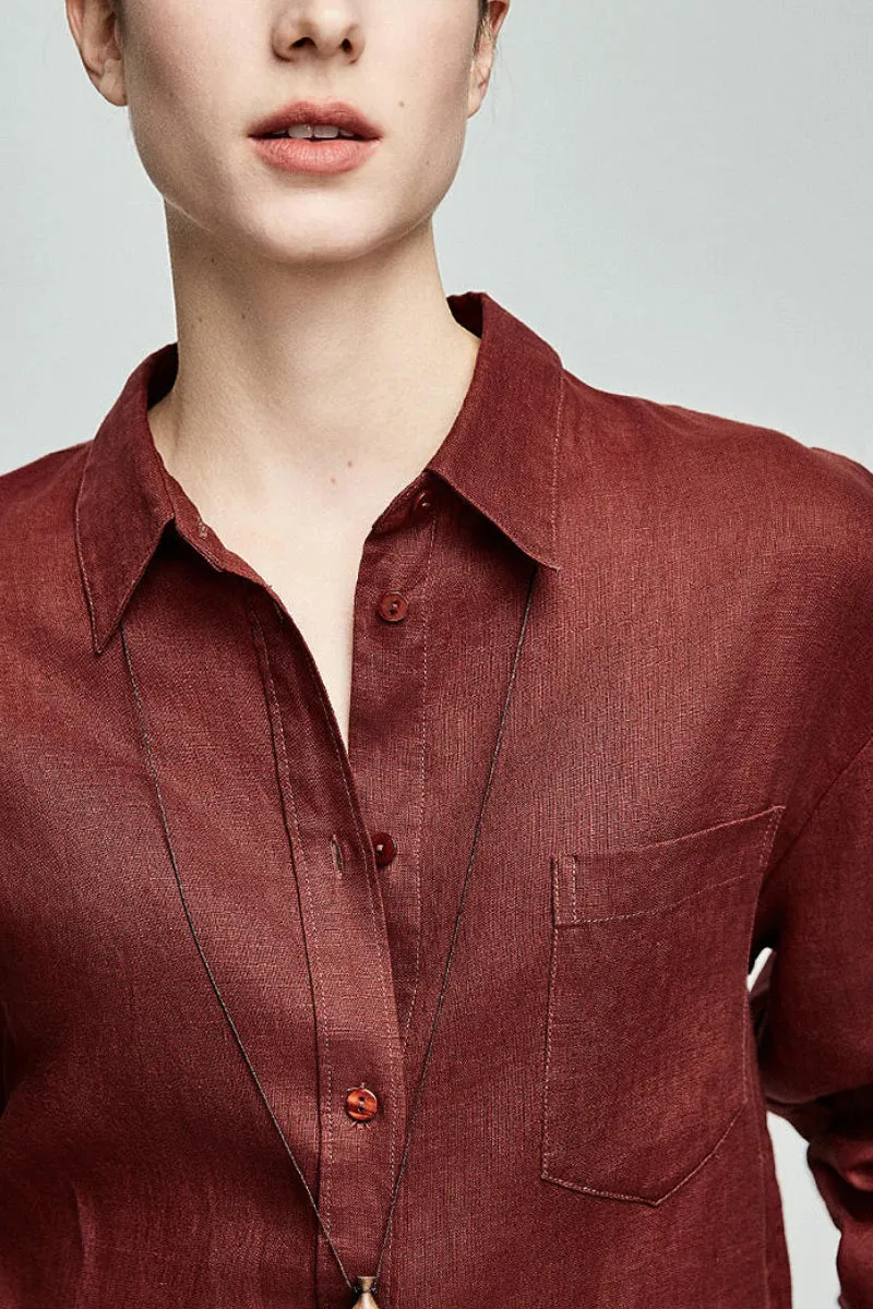 Premium French Linen Long Sleeve Button-Down Shirt