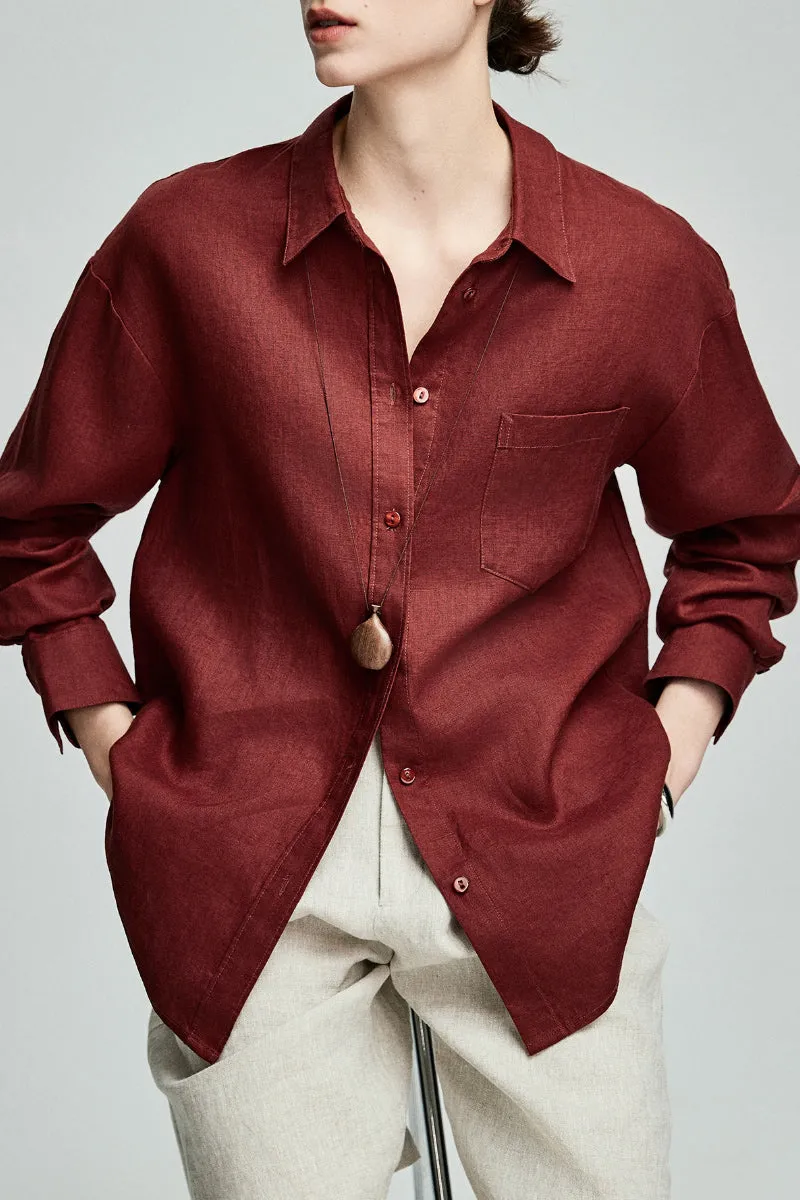 Premium French Linen Long Sleeve Button-Down Shirt