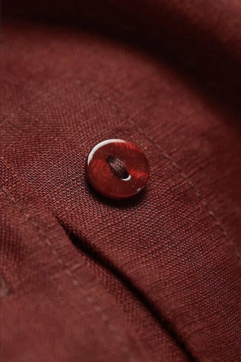 Premium French Linen Long Sleeve Button-Down Shirt