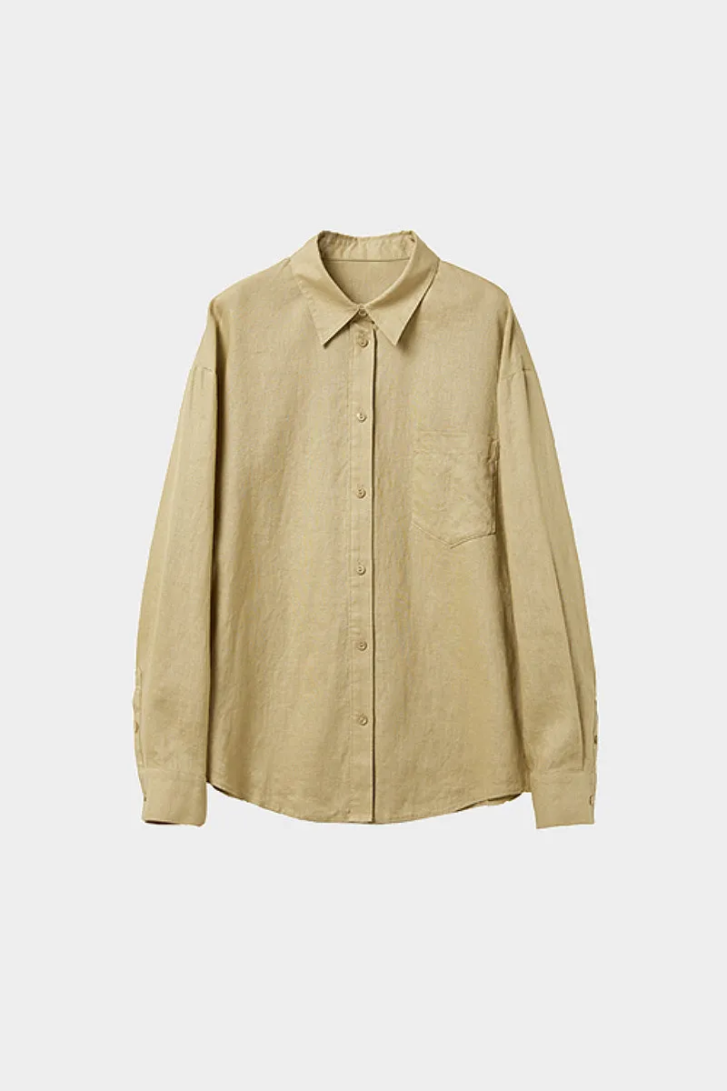 Premium French Linen Long Sleeve Button-Down Shirt