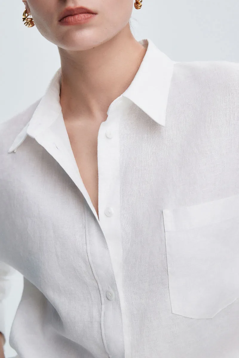 Premium French Linen Long Sleeve Button-Down Shirt