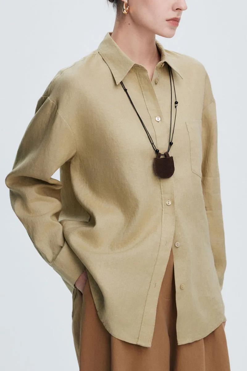 Premium French Linen Long Sleeve Button-Down Shirt