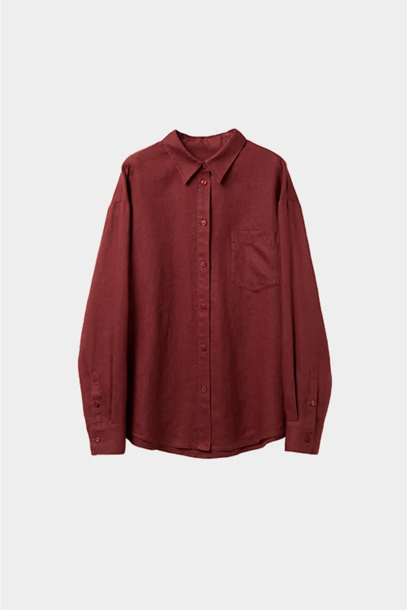 Premium French Linen Long Sleeve Button-Down Shirt