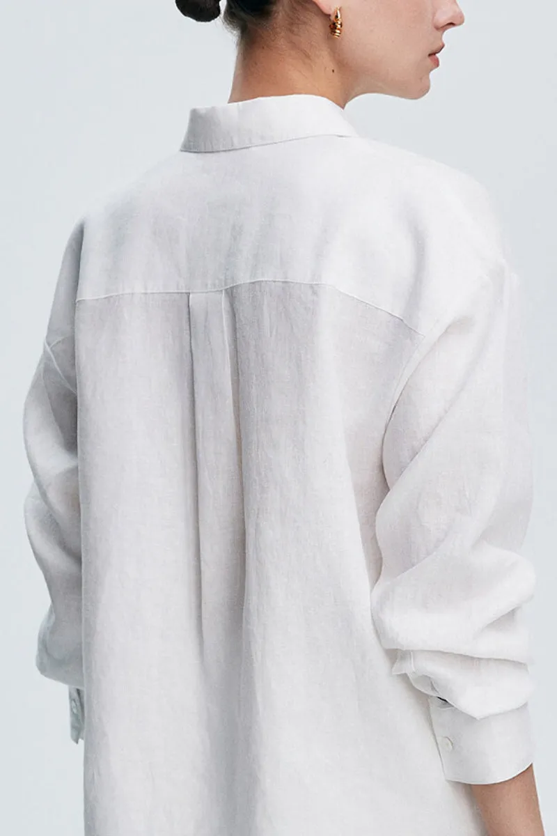 Premium French Linen Long Sleeve Button-Down Shirt